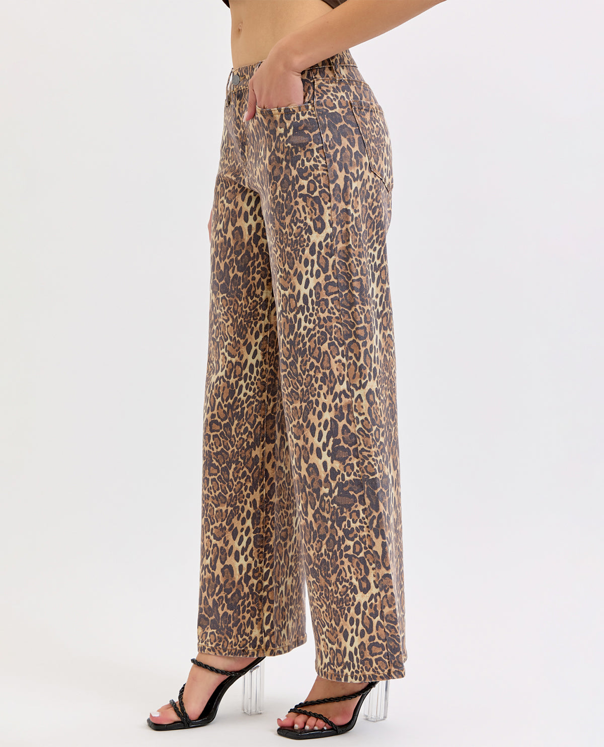 Cello Mr Wide Leg Jeans Leopard