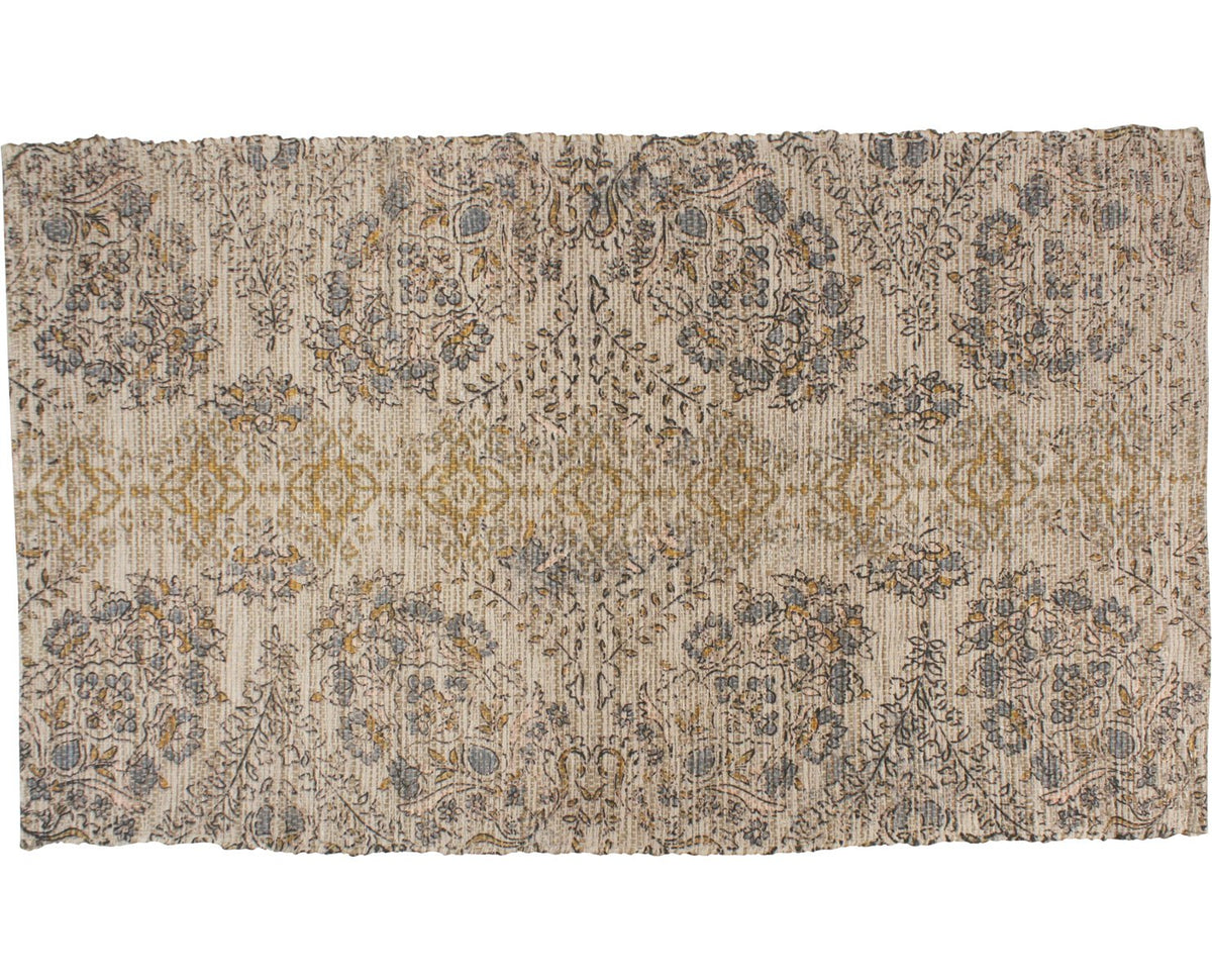 Patina Vie Cotton Jute Floral Printed Area Rug