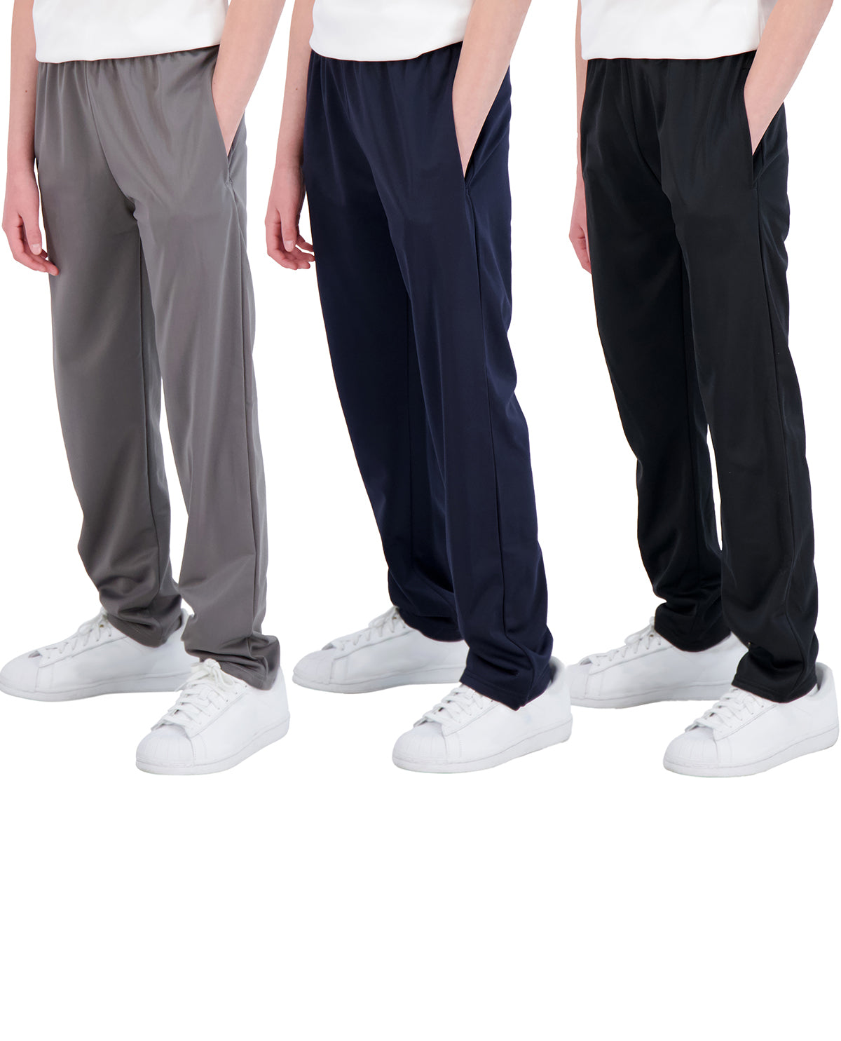 Real Essentials Boys' Tricot Open Bottom Fleece-Lined Sweatpants with Pockets