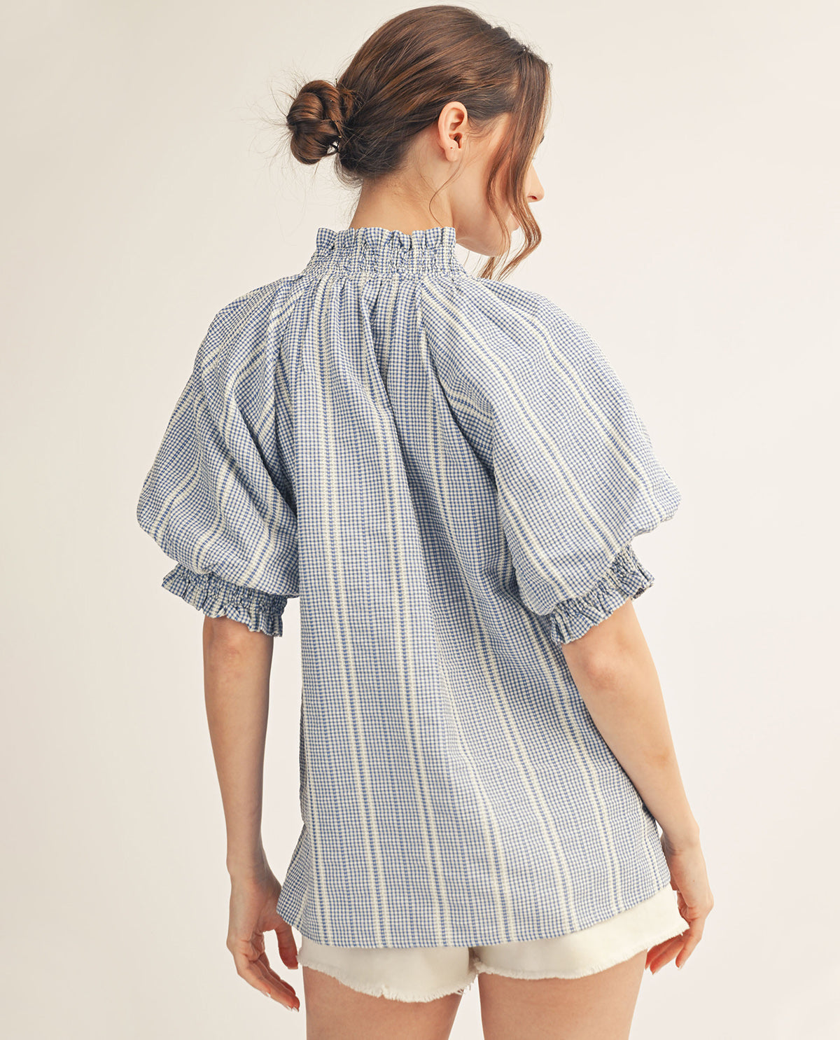 Jodifl Puff Sleeve Stripe Top Blue
