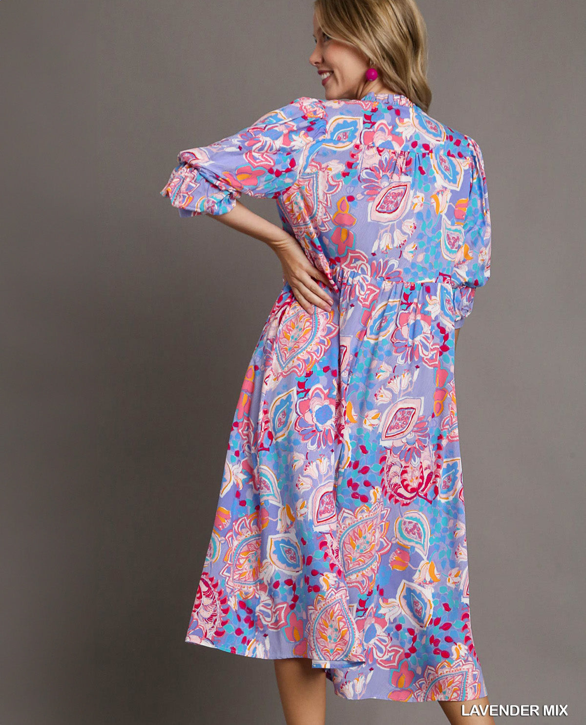 Paisley Print Tiered Midi Dress