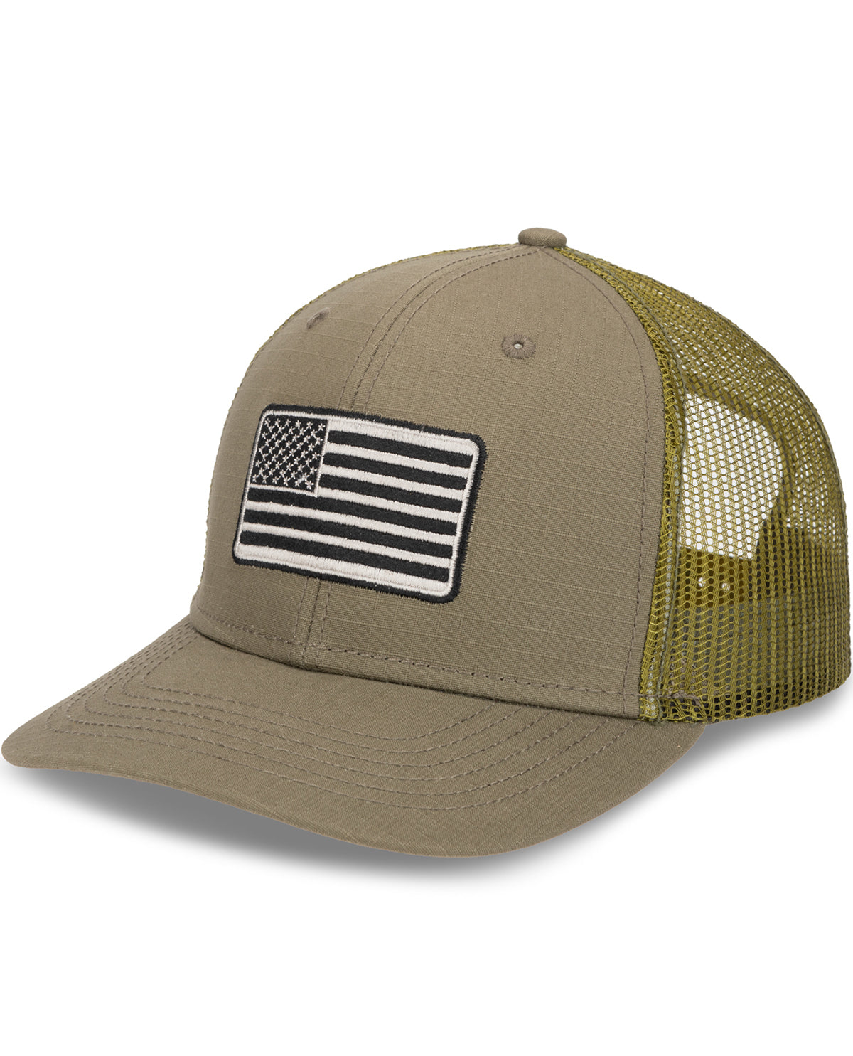 USA Flag Mesh Snap Back Cap Olive