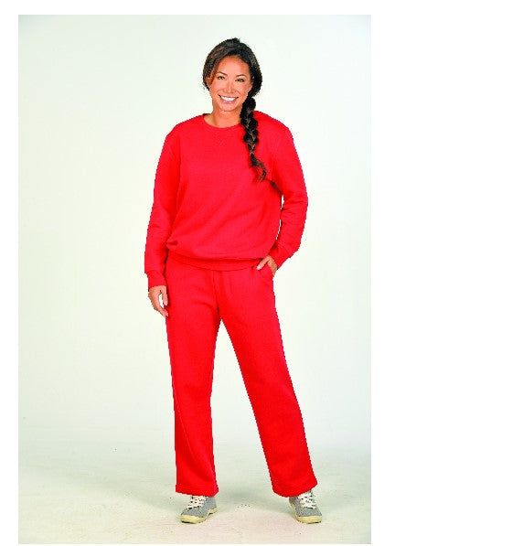 Missy Solid Assorted Basic Fleece Crew Neck Pullovers