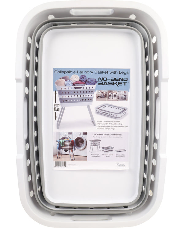 Collapsible laundry basket with legs packaging on a white background