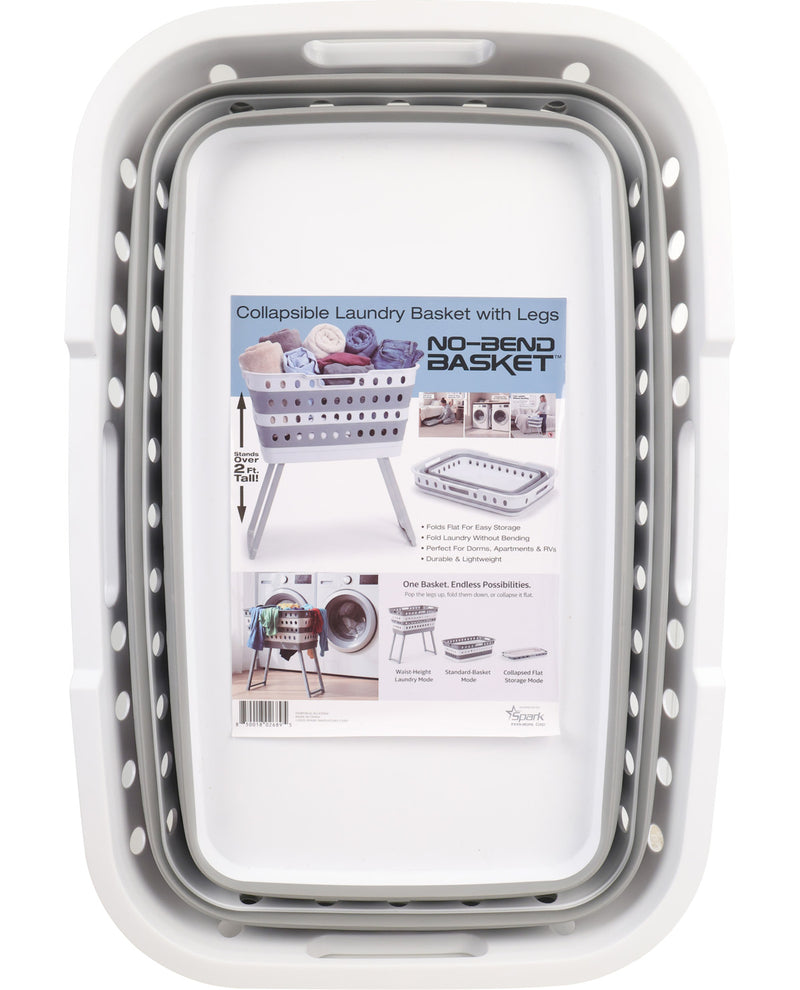 Collapsible laundry basket with legs packaging on a white background