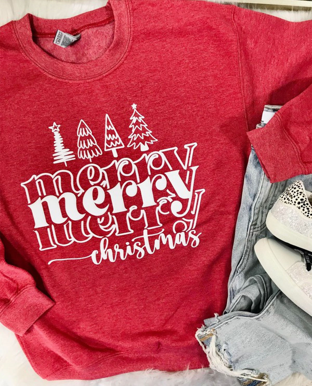 Merry Stacked Christmas Sweatshirt