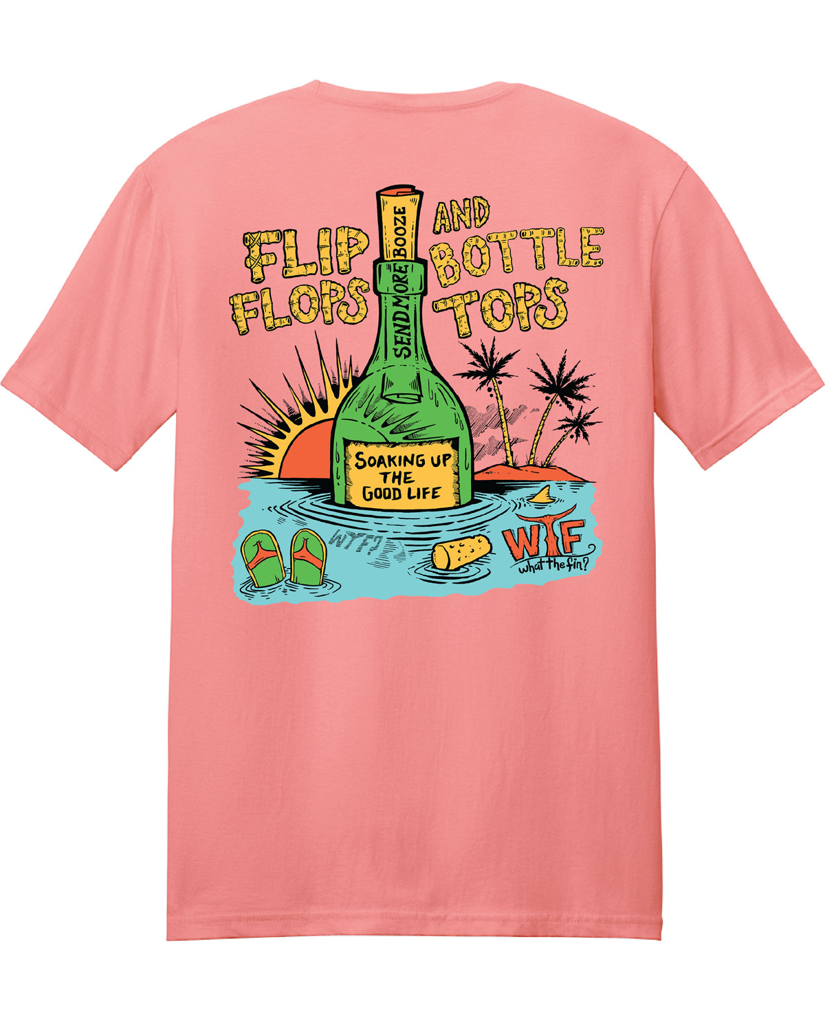 What The Fin Bottle Tops Short Sleeve Tee Coral