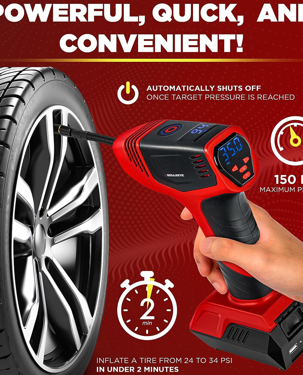 Bullseye Rechargeable Tire Inflator PRO