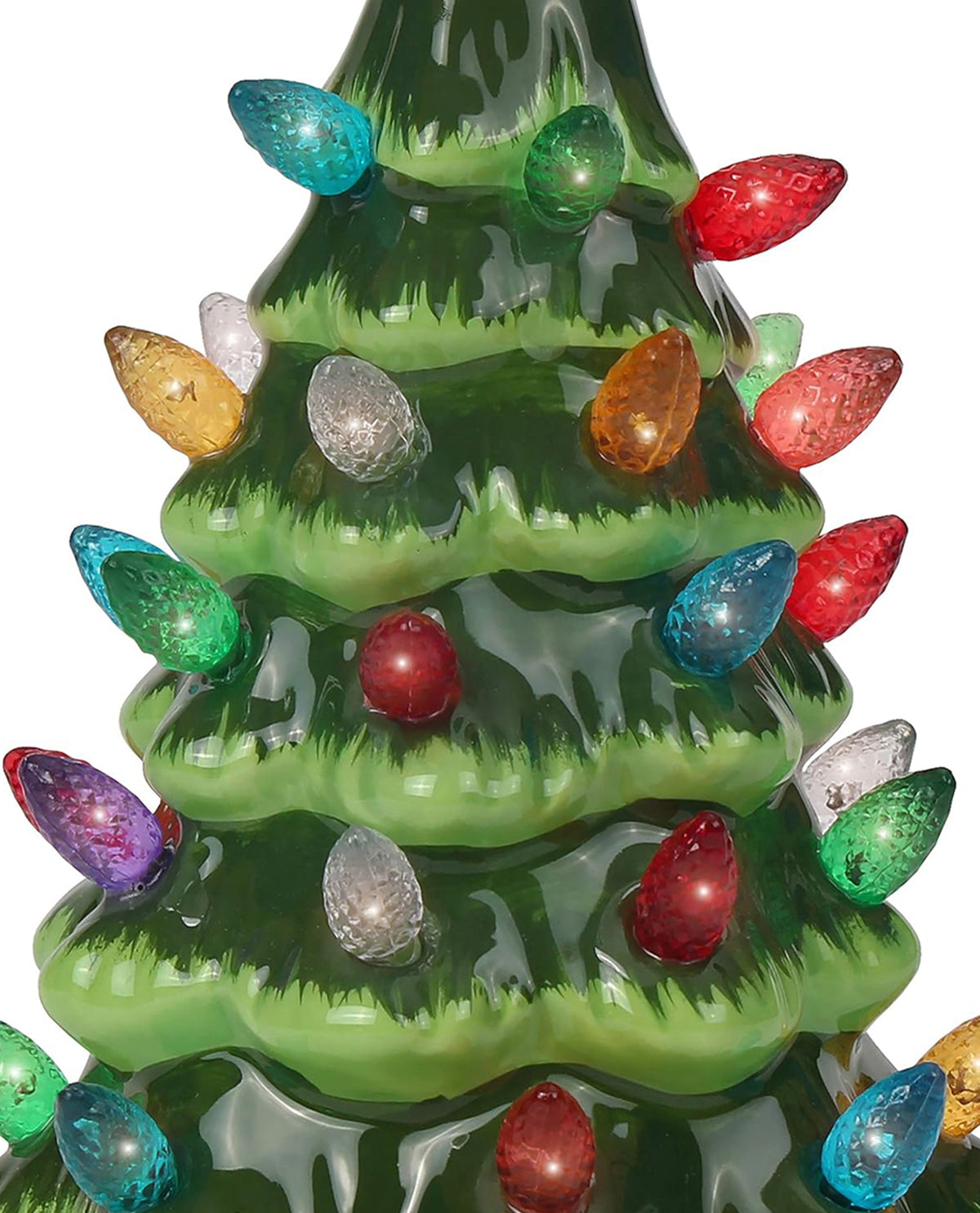 Small Ceramic Christmas Tree with Multi Lights & Stand - 6.5"