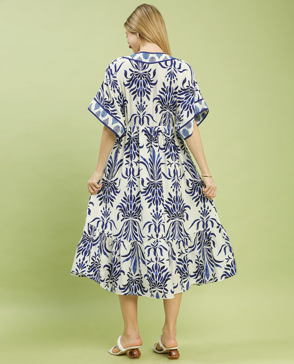 Umgee Floral Print Dress Blue