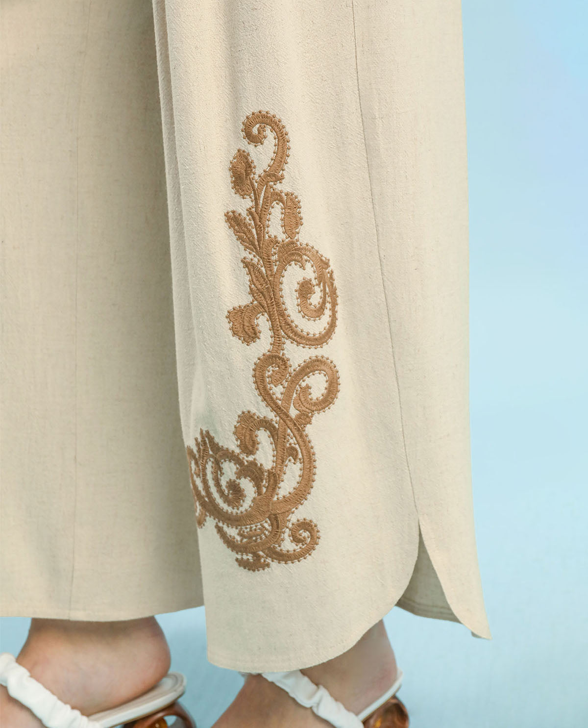 Umgee Embroidered Wide Leg Pant