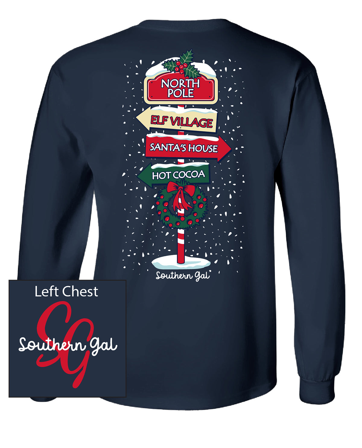 Southern Gal Missy North Pole Long Sleeve Screen Tee