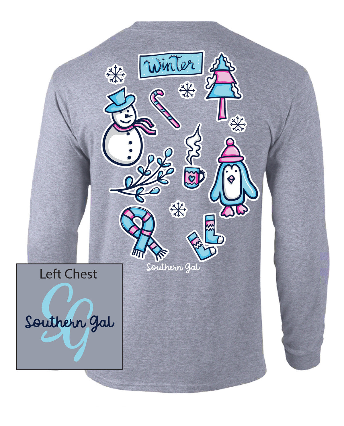 Southern Gal Winter Stickers Long Sleeve Tee