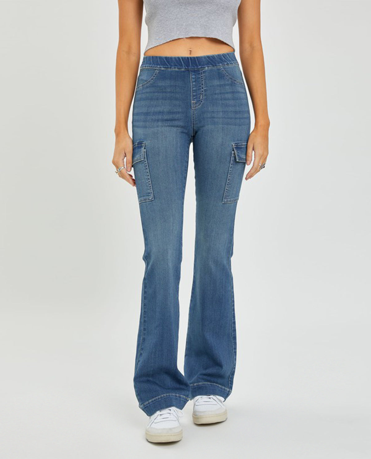 Cello Mid Rise Flare Jegging with Cargo Pockets