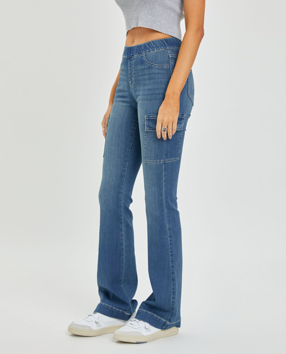 Cello Mid Rise Flare Jegging with Cargo Pockets