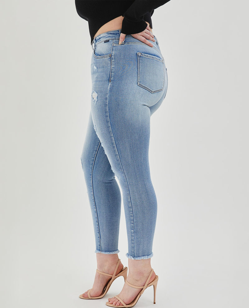 Cello PLUS Mid-Rise Crop Skinny with Fray Hem Jeans