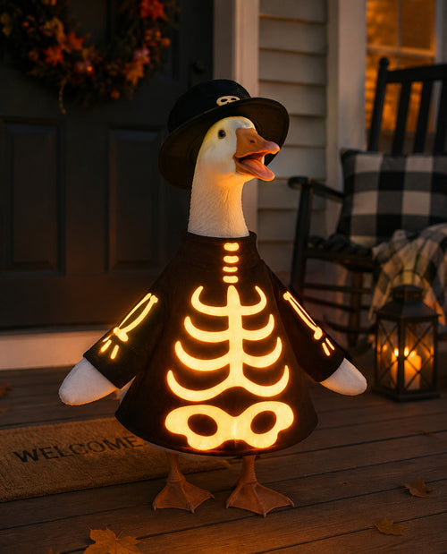 Evergreen Porch Goose Outfit Skeleton Glow