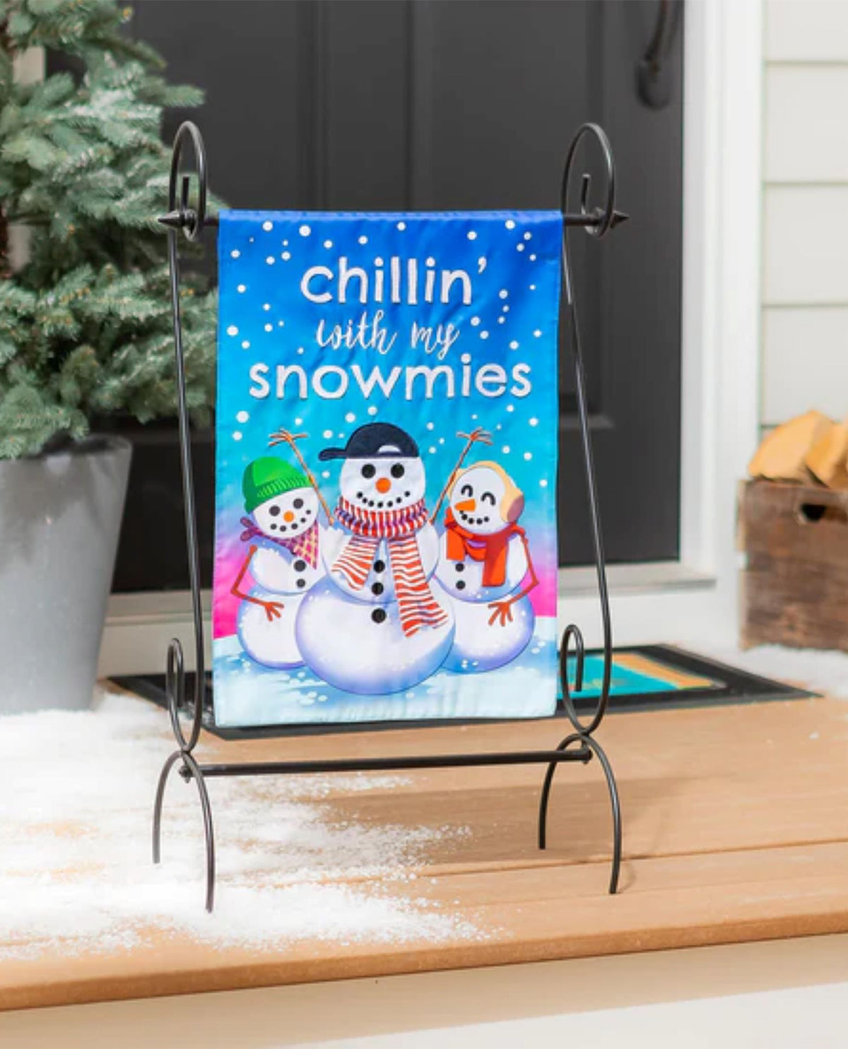 Chillin' With My Snowmies Applique Garden Flag