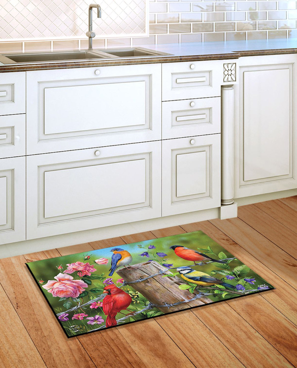 Songbirds & Fence Post Summer Doormat