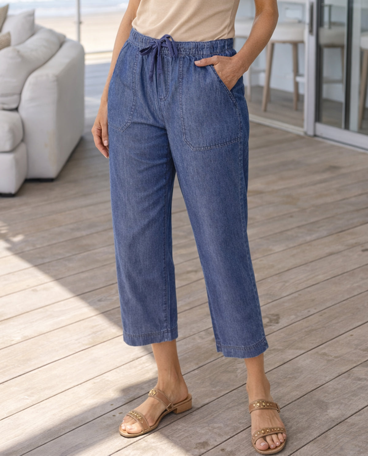 Dash Petite Drawstring Waist Tencel Pant
