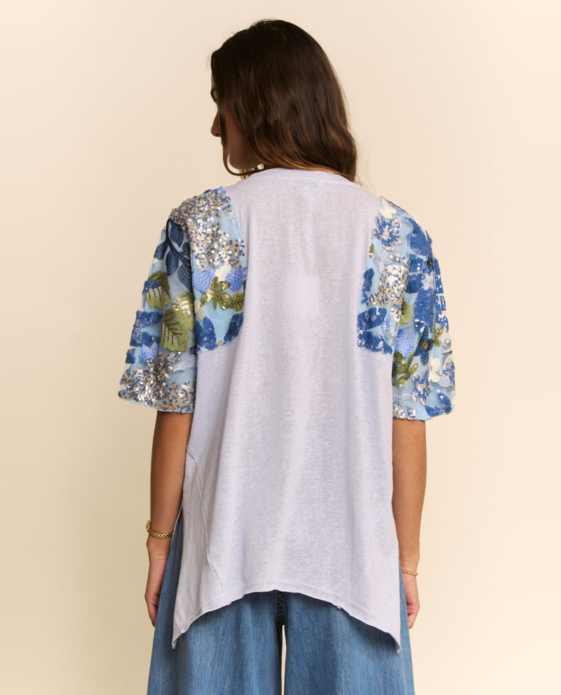 Davi & Dani Tee With Sequin Detail Lt Blue