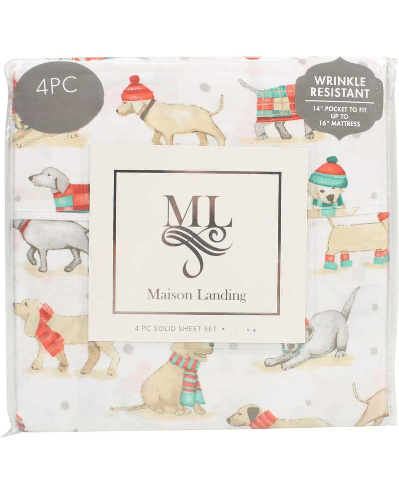 Twin Christmas Dogs Sheet Set Hamrick's Shop