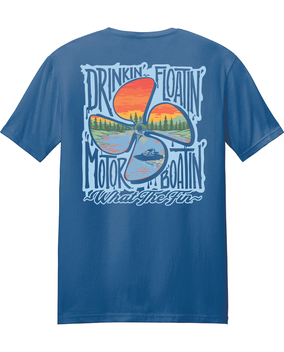 What The Fin Drinkin Floatin Lake Short Sleeve Tee Navy