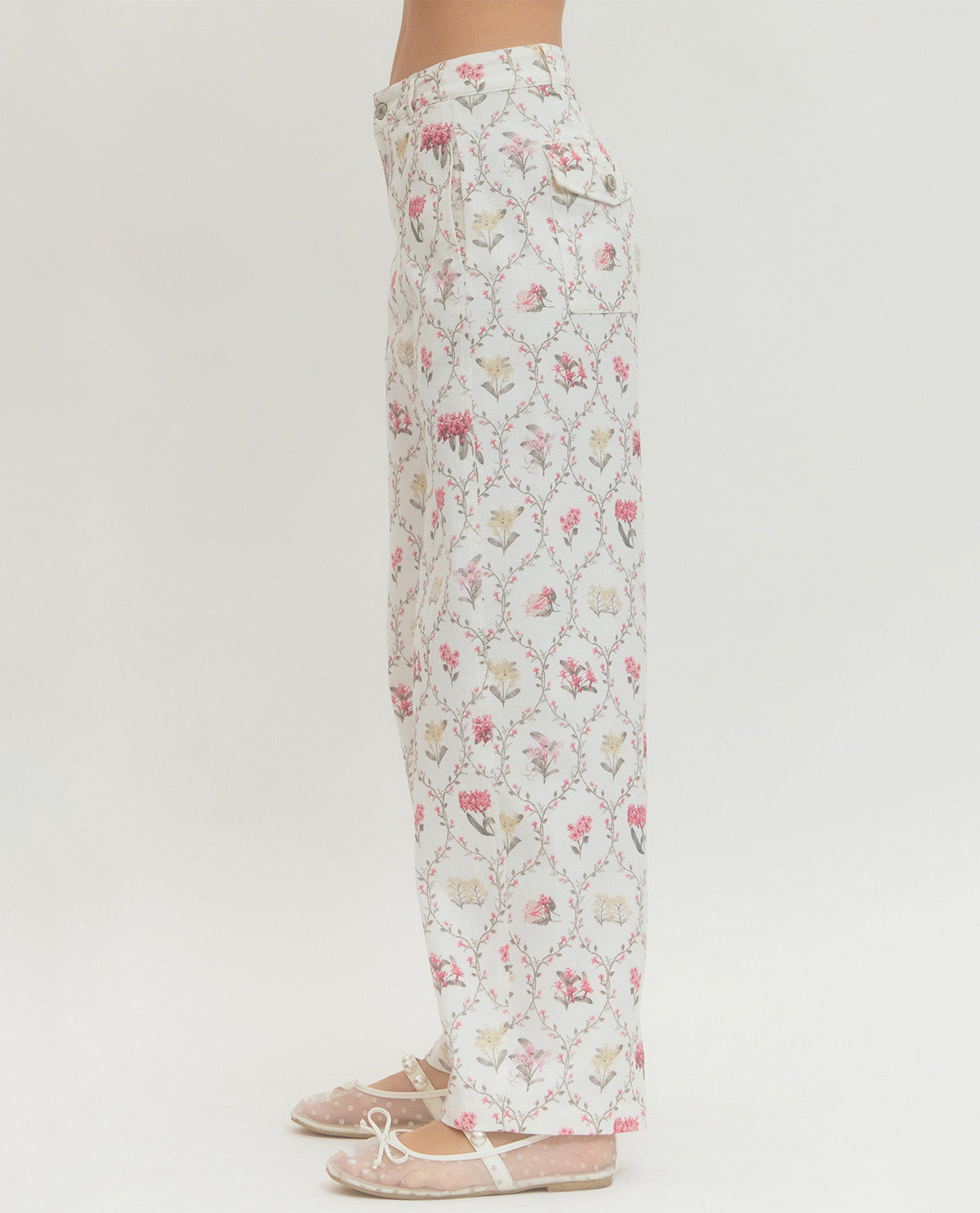 Entro Floral Print Pant Cream