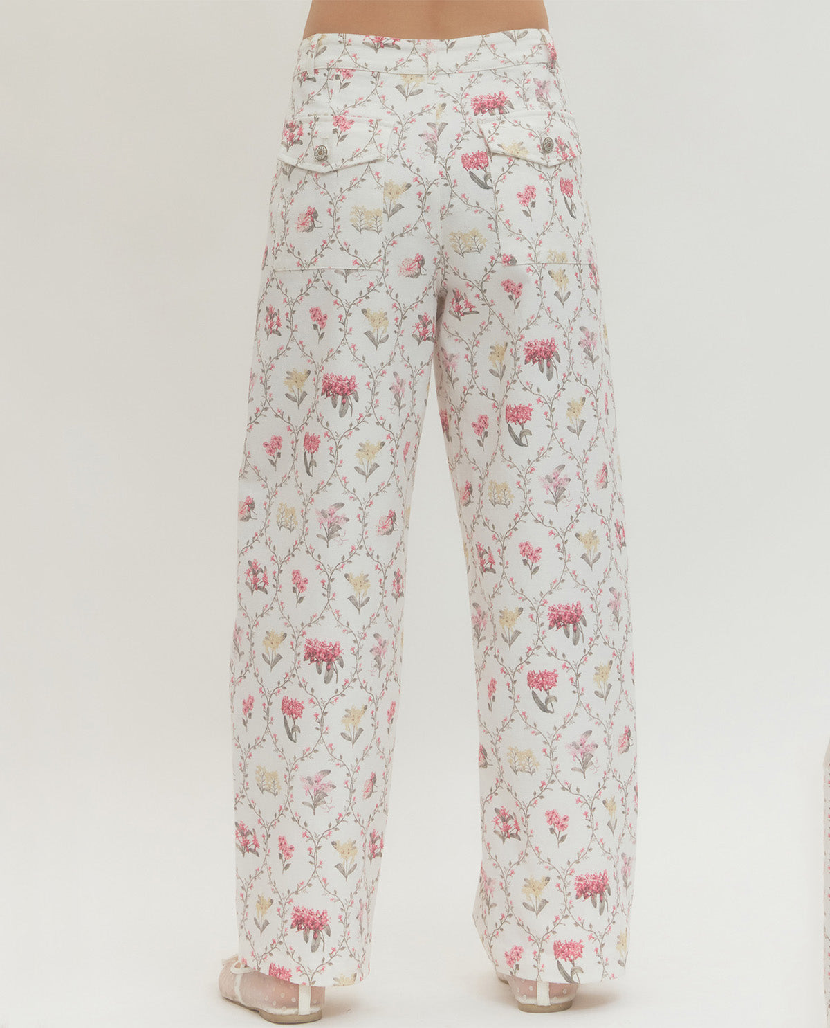 Entro Floral Print Pant Cream