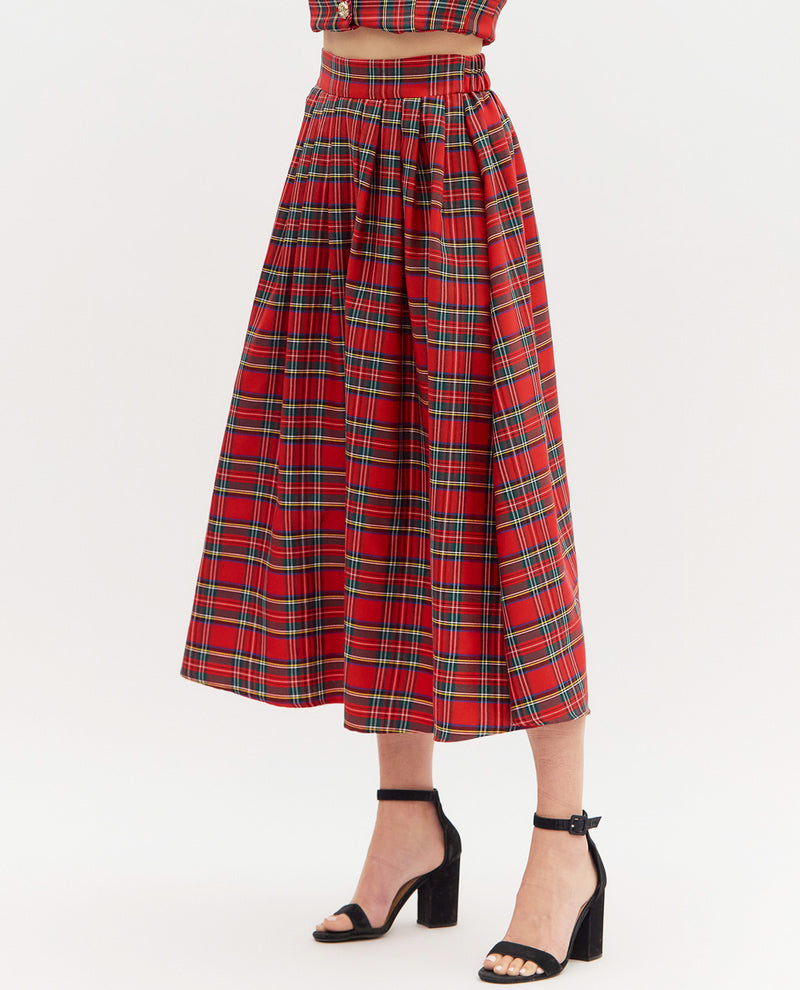 Entro Tartan Plaid Skirt Red
