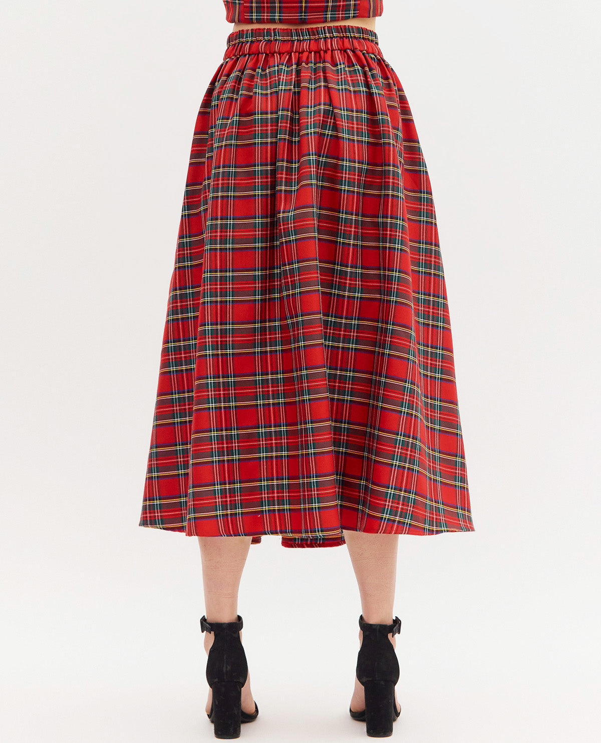 Entro Tartan Plaid Skirt Red