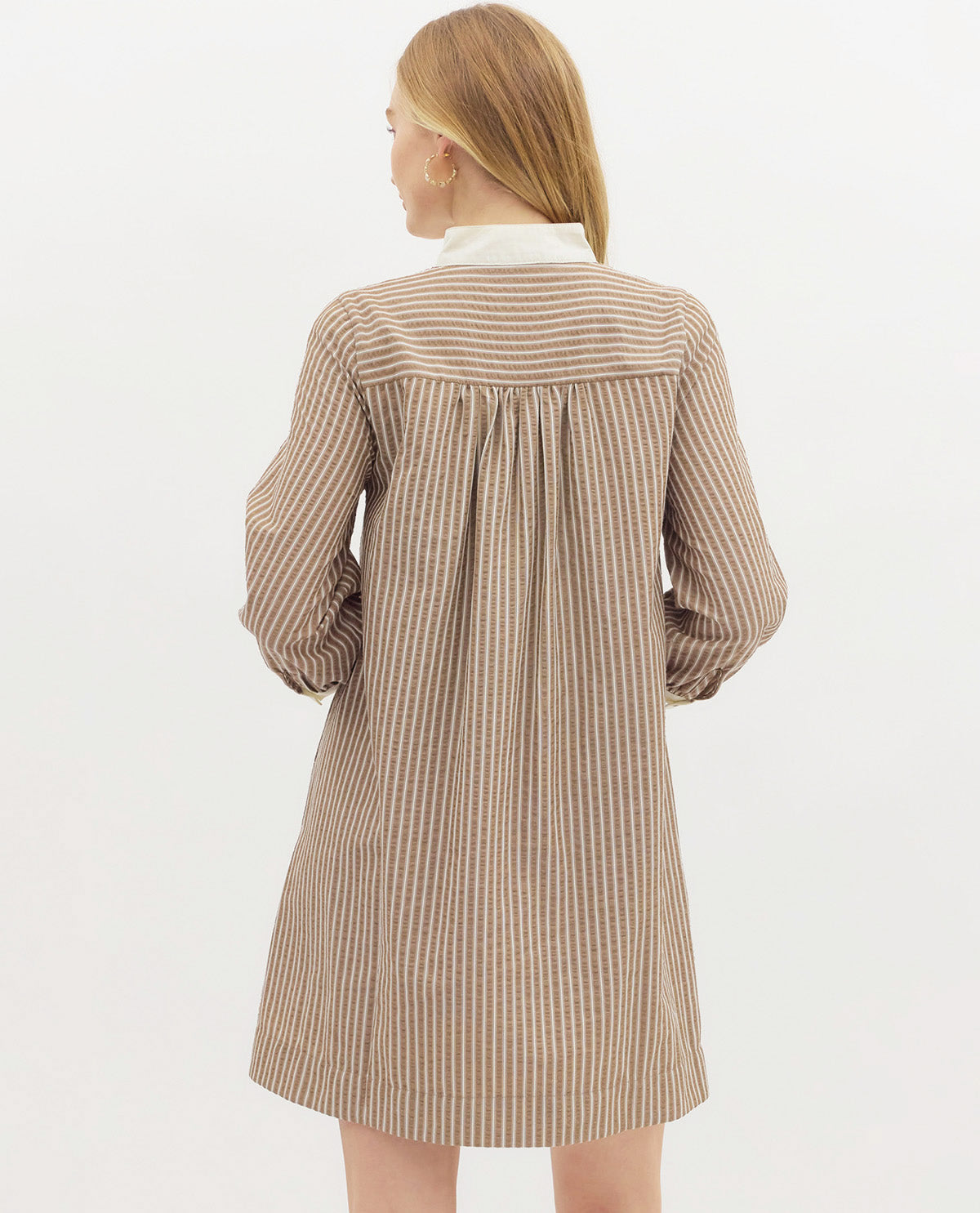 Entro LS Stripe Dress Mocha