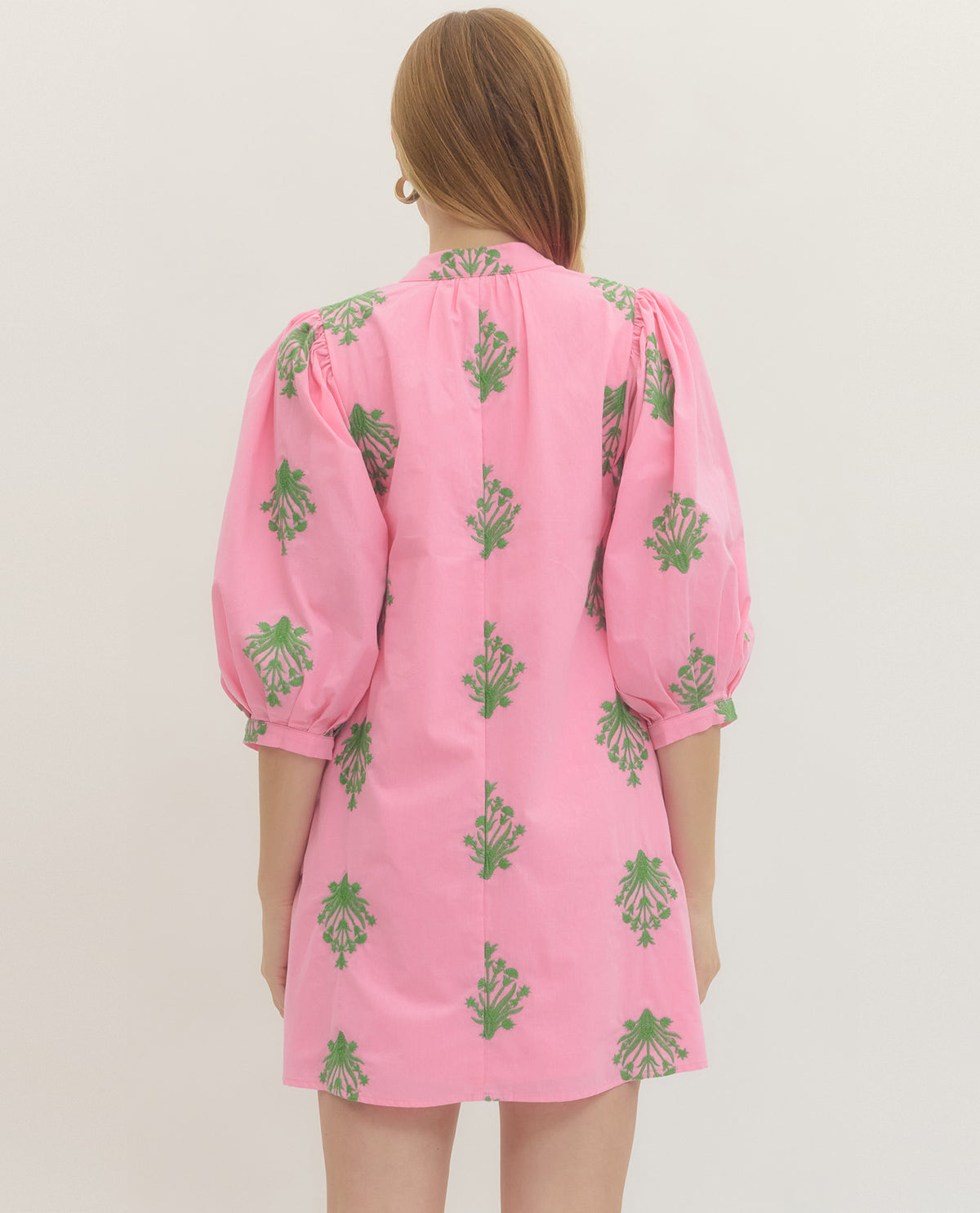 Entro Enbroidered Puff Sleeve Dress