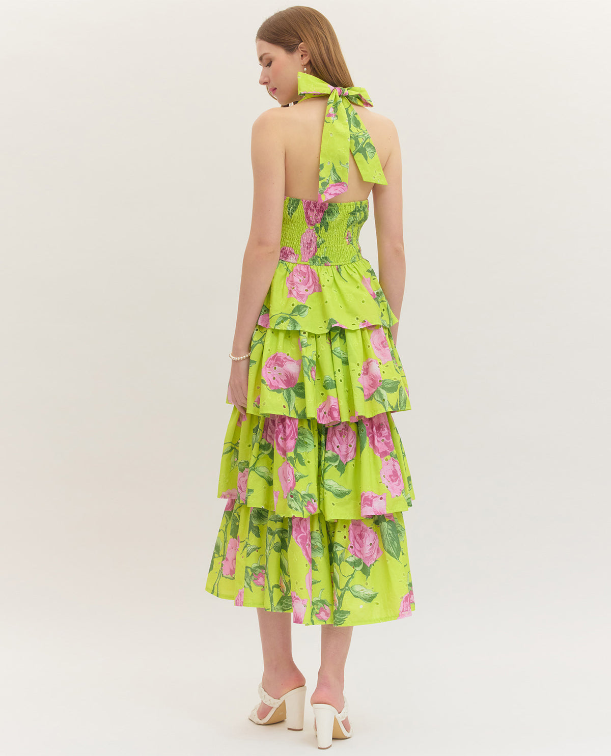 Entro Floral Print Tiered Halter Dress Chartresue