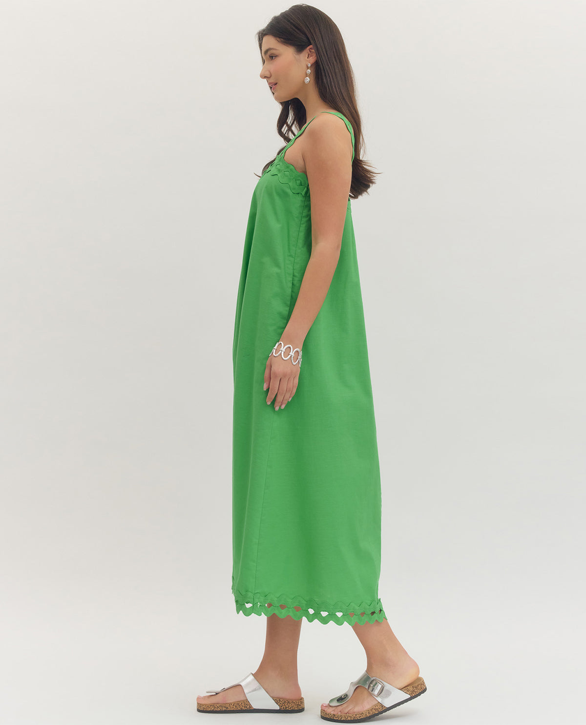Entro Solid Dress Green