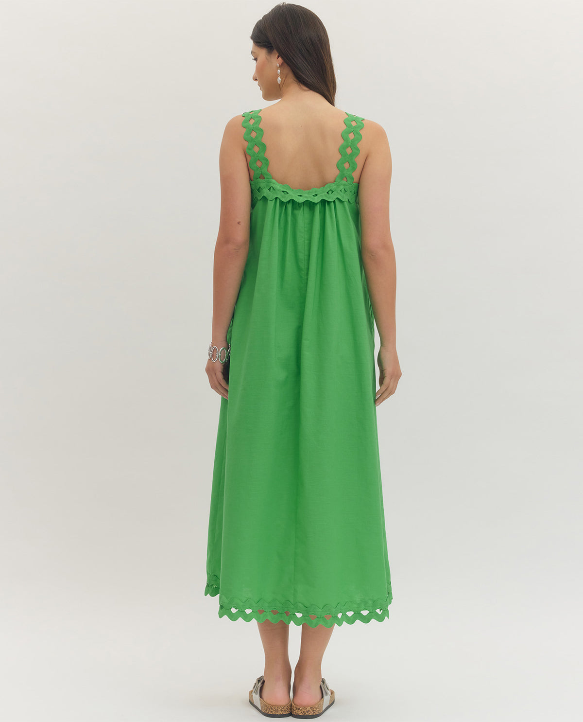 Entro Solid Dress Green