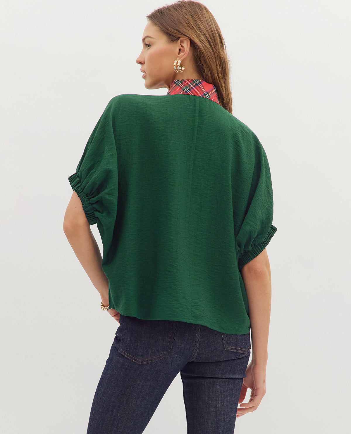 Solid Top with Plaid Trim