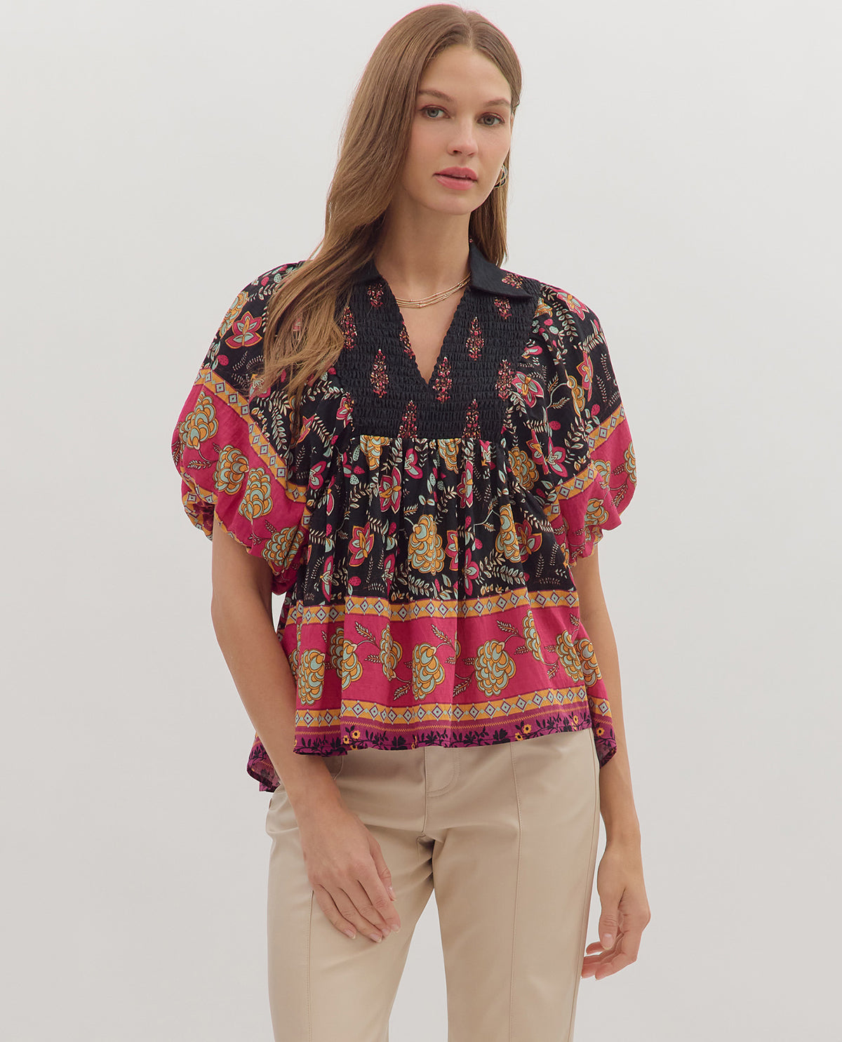 Entro Border Print Top