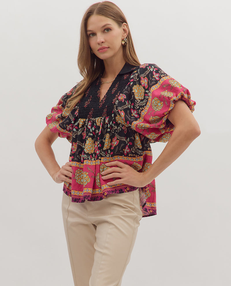 Entro Border Print Top