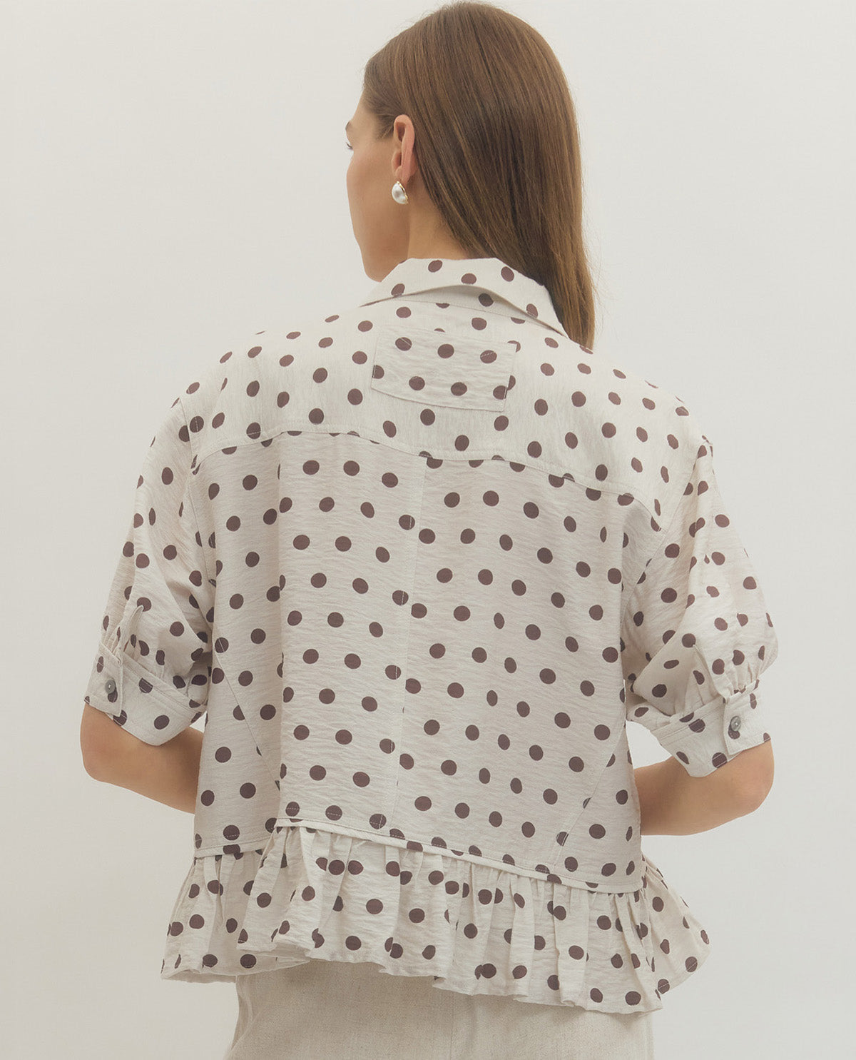 Entro Ruffle Trim Polka Dot Top