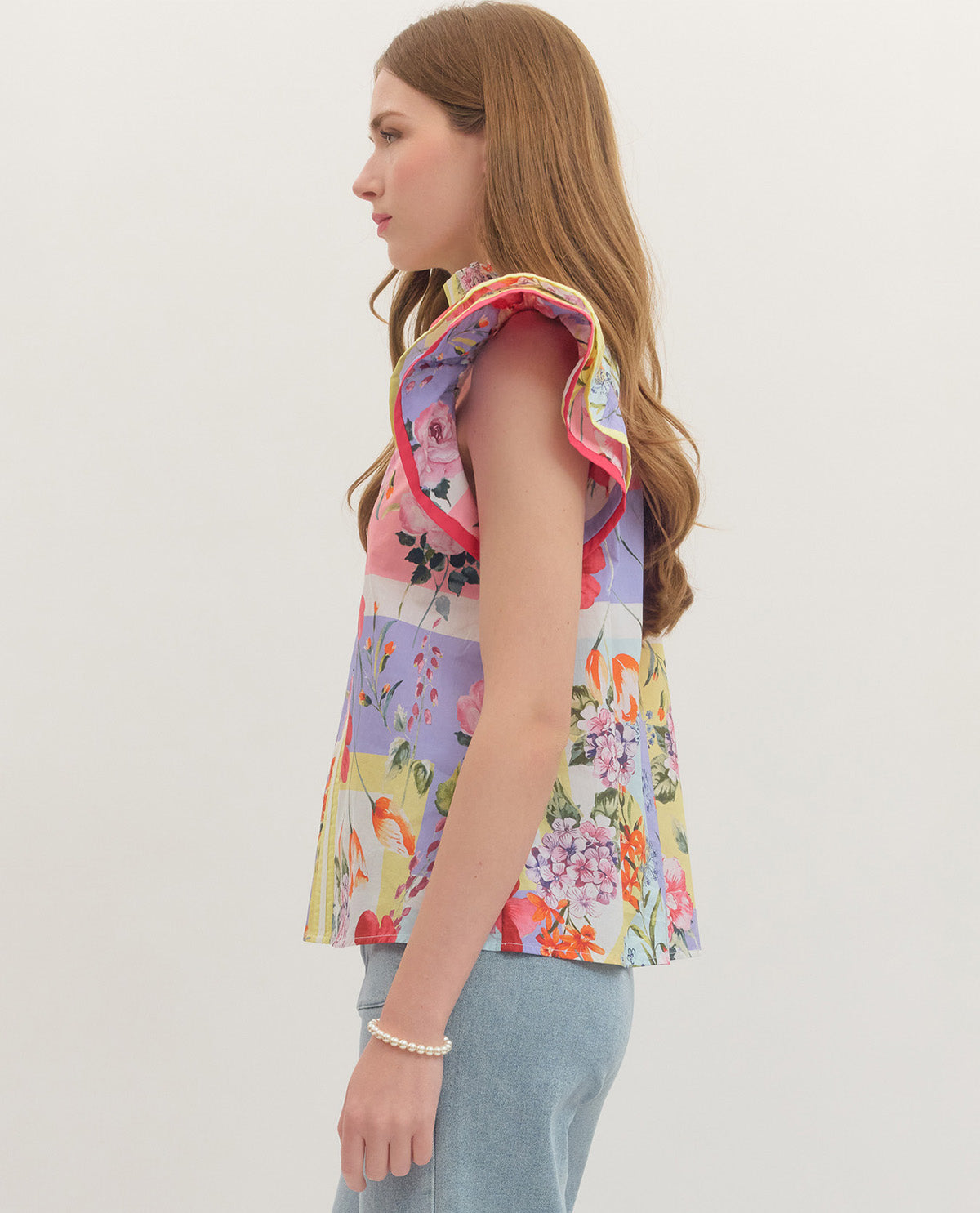 Entro Multi Print Top With Solid Contrast