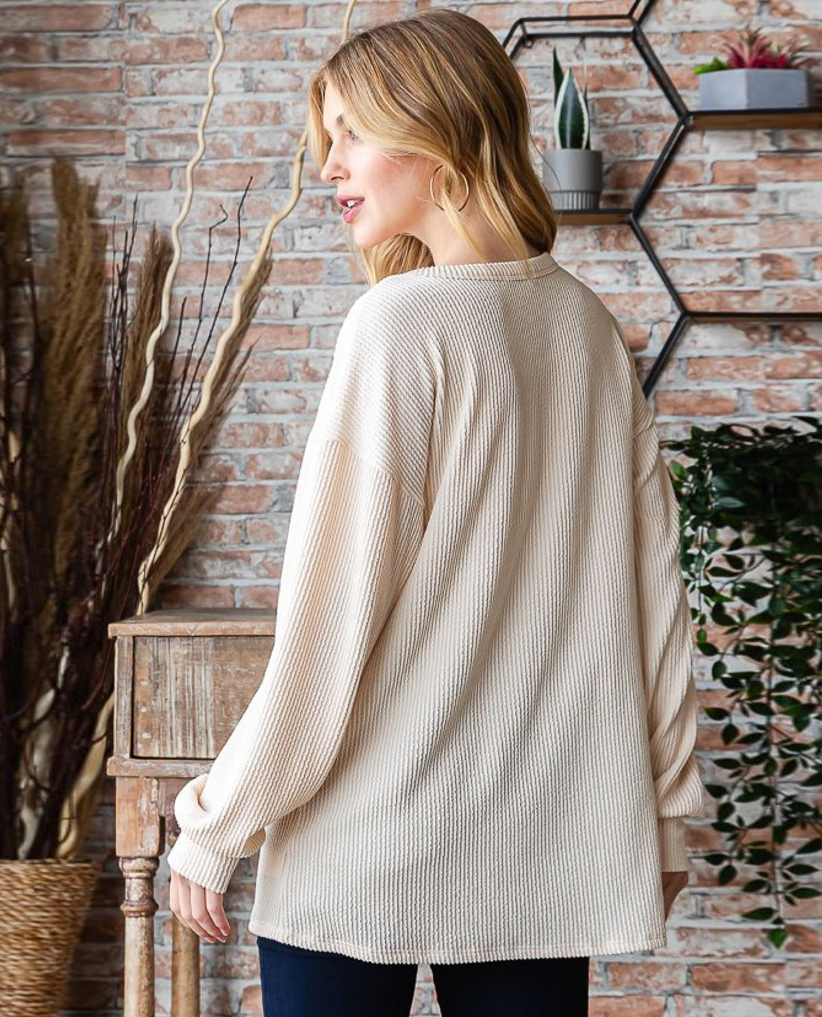 Merry Christmas Ribbed Long Sleeve Top
