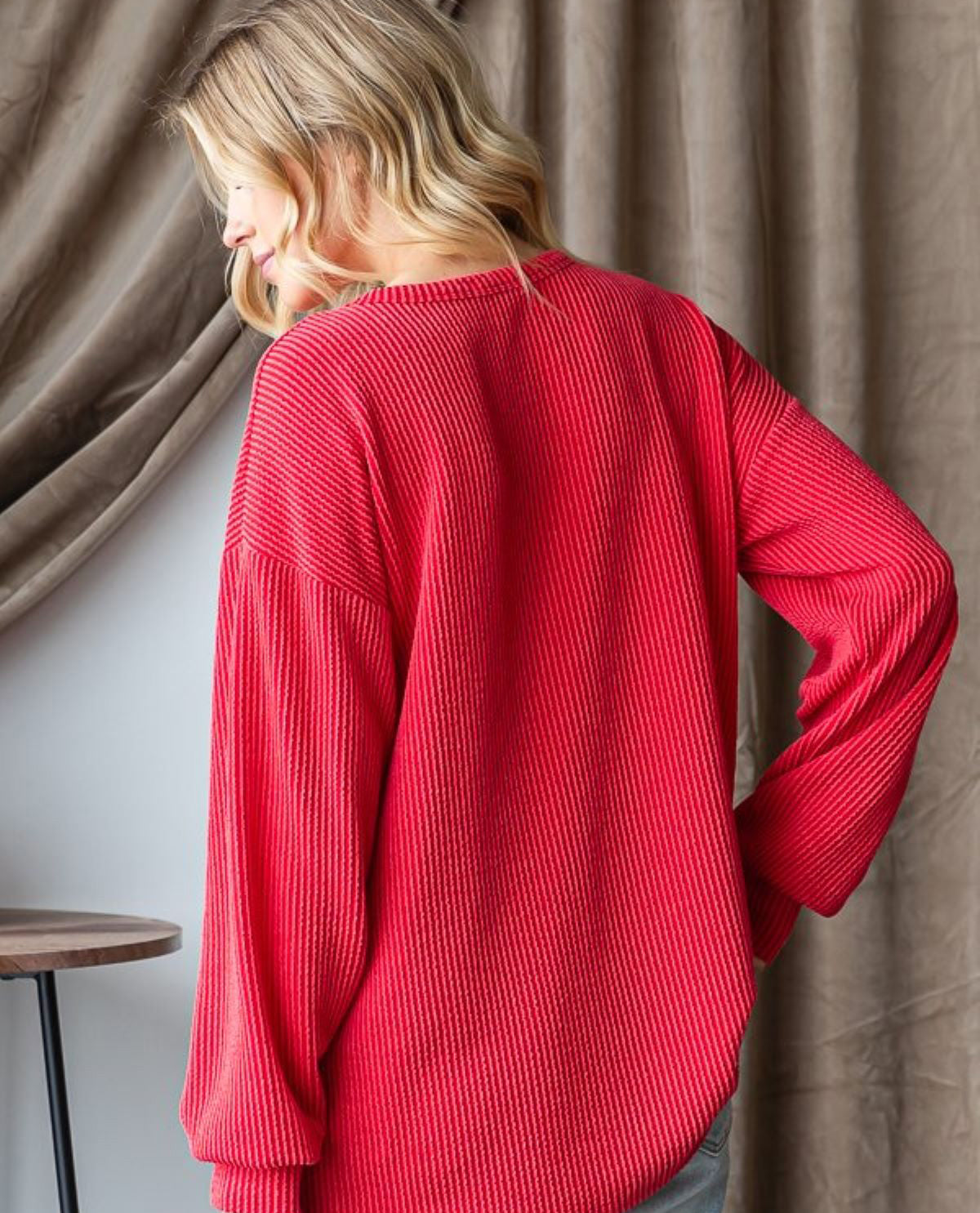 Merry & Bright Long Sleeve Rib Top