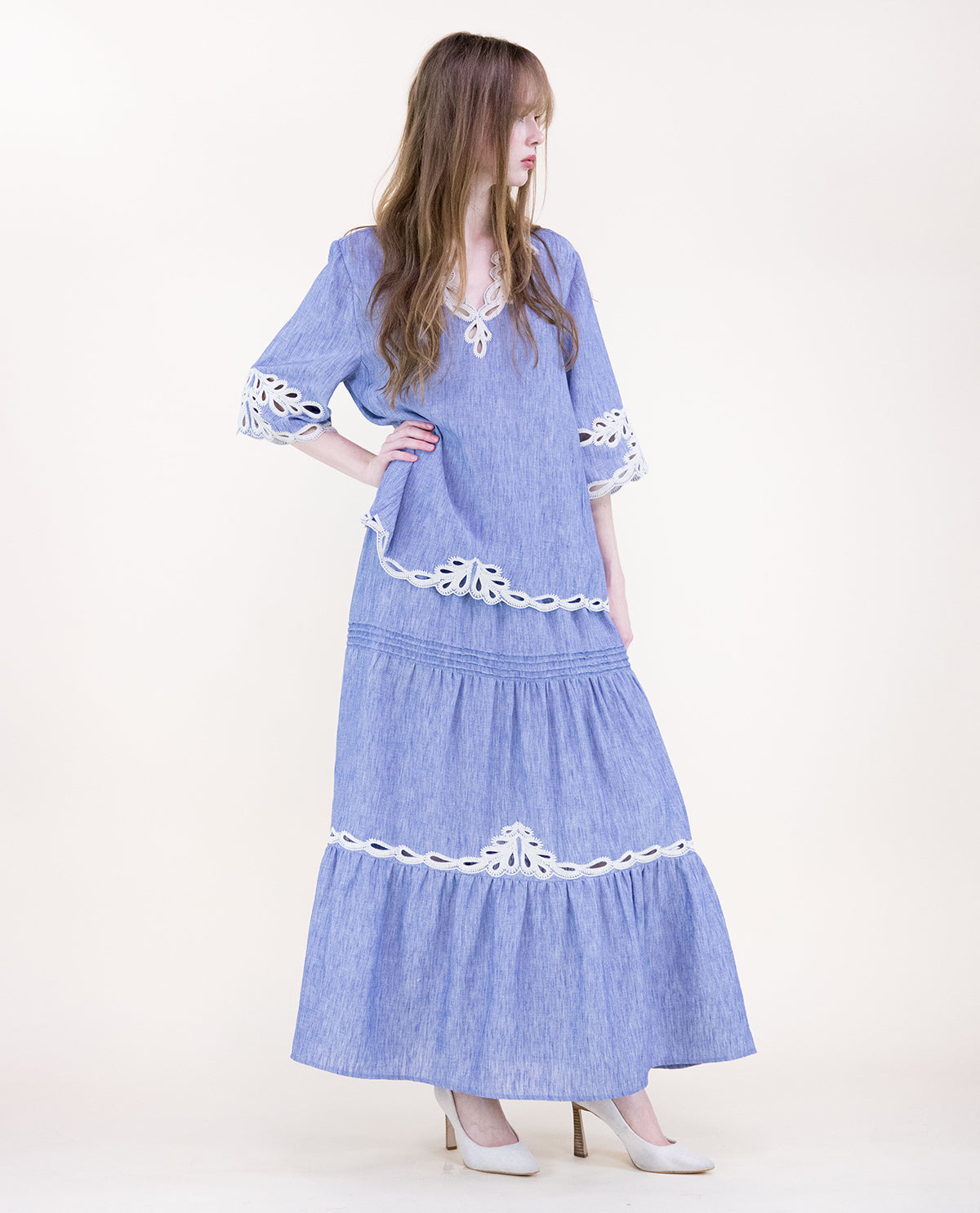 Original USA Eyelet Embroidered Top Denim