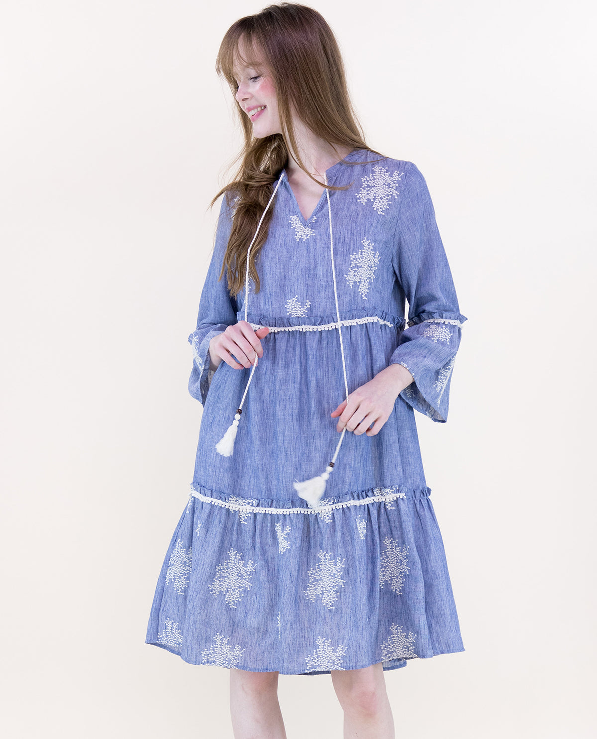 Original USA Tiered Shirt Dress Denim
