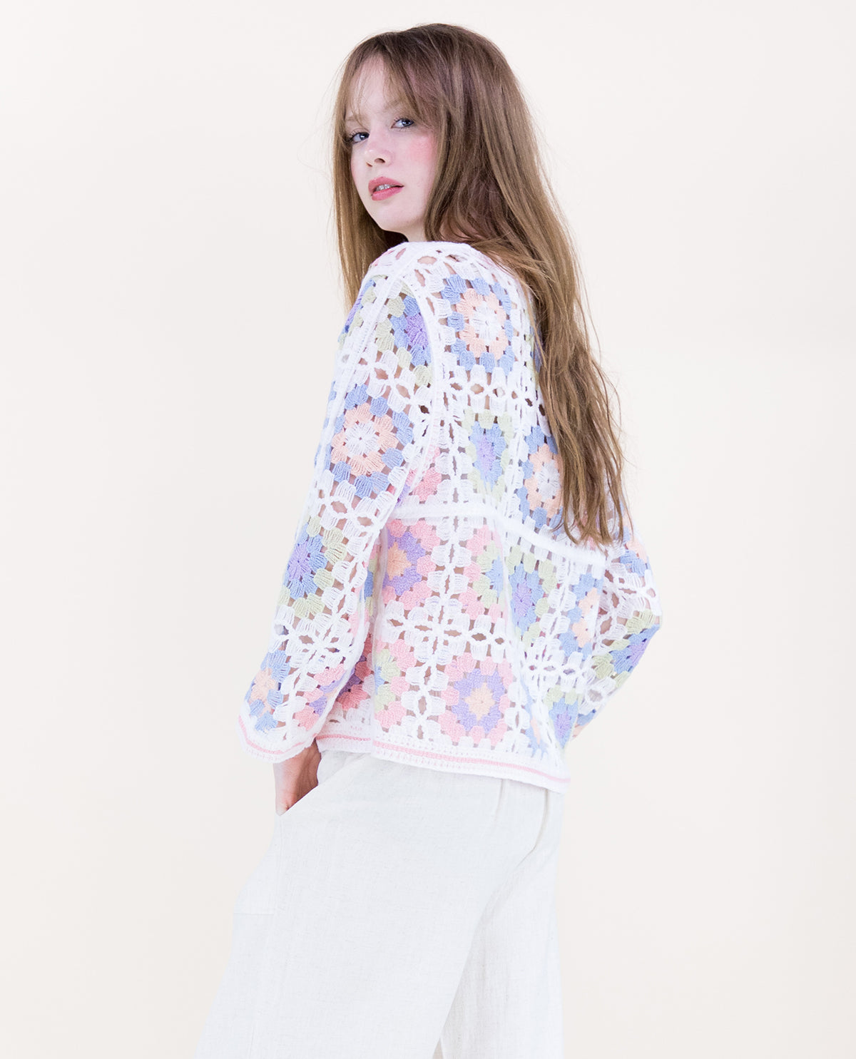 Original USA Crochet Cardigan Dusty Rose