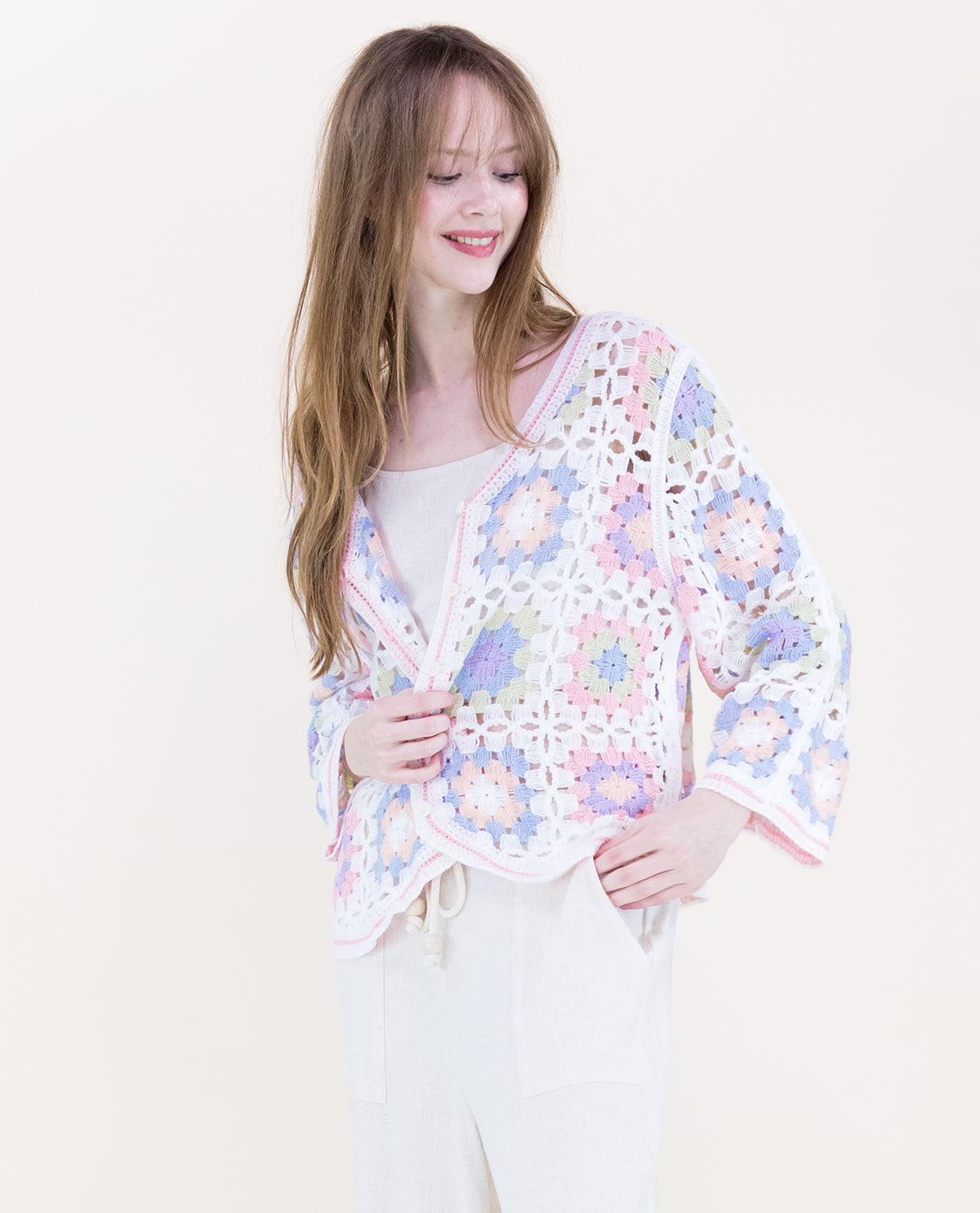 Original USA Crochet Cardigan Dusty Rose