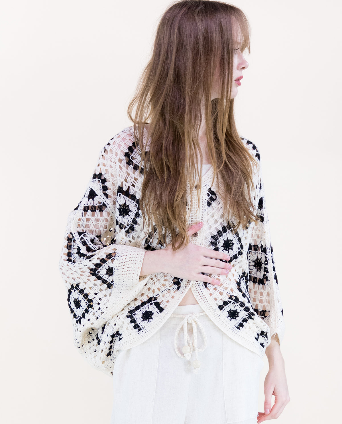 Original USA Crochet Button Front Cardigan