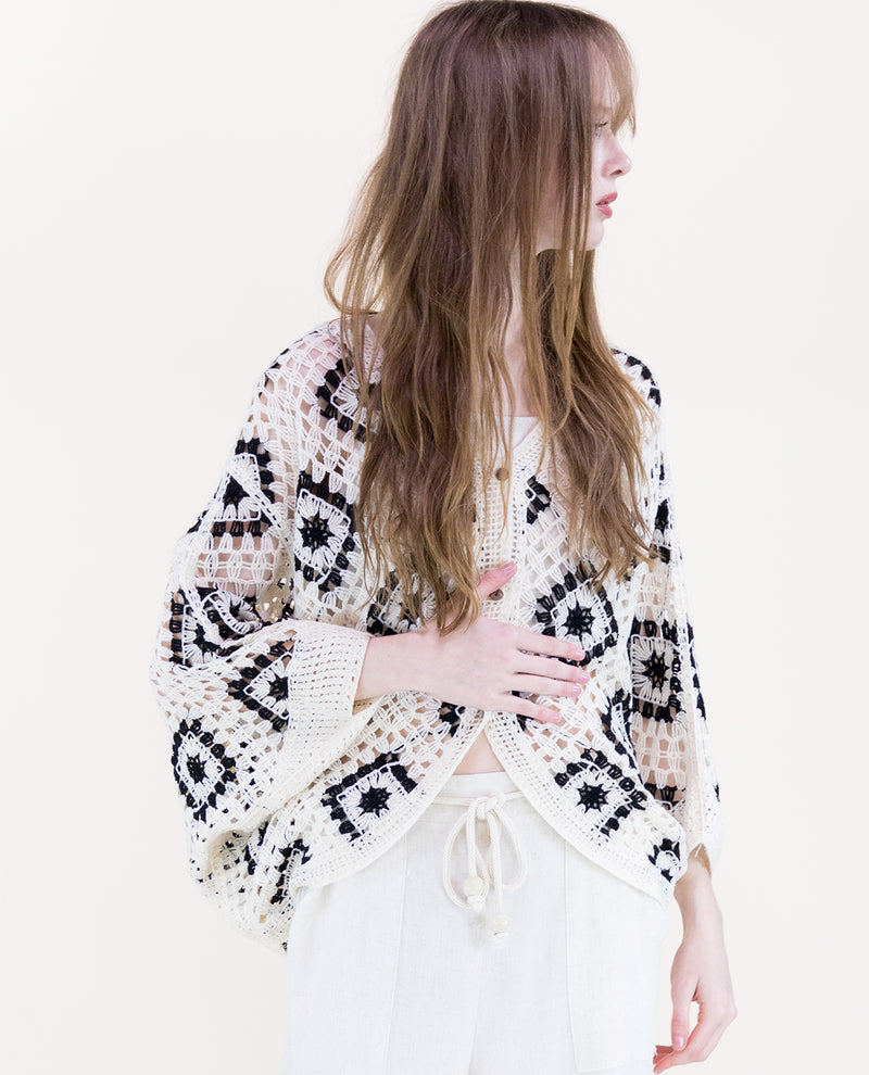 Original USA Crochet Button Front Cardigan