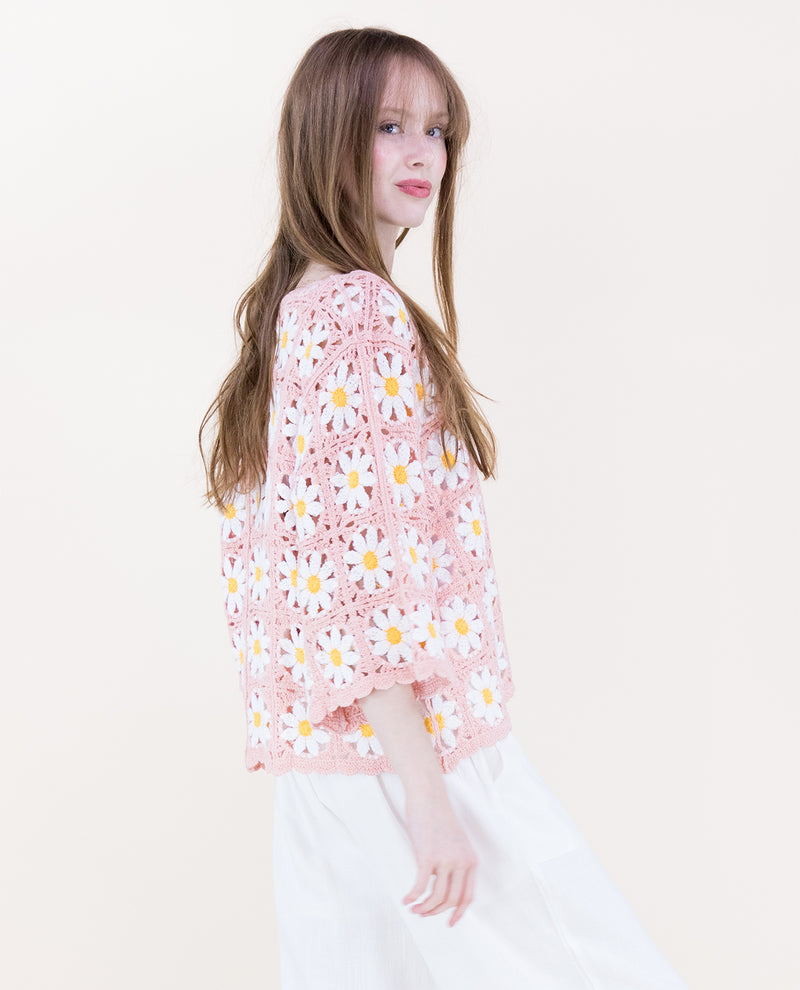 Original USA Crochet Sweater Dusty Rose